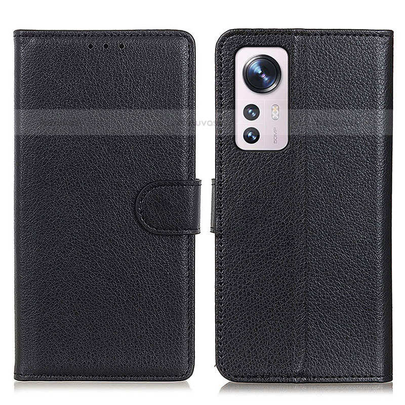 Leather Case Stands Flip Cover Holder A03D for Xiaomi Mi 12 Pro 5G Black