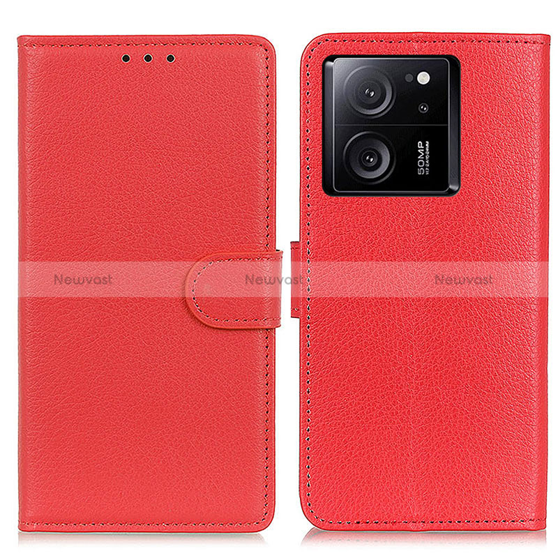 Leather Case Stands Flip Cover Holder A03D for Xiaomi Mi 13T Pro 5G Red