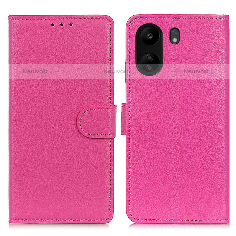 Leather Case Stands Flip Cover Holder A03D for Xiaomi Poco C65 Hot Pink