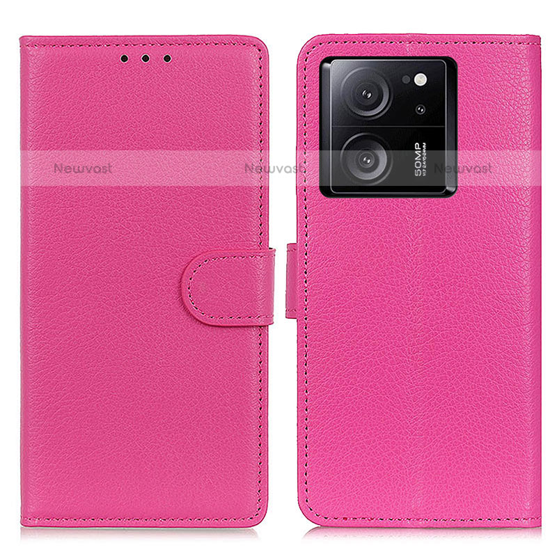 Leather Case Stands Flip Cover Holder A03D for Xiaomi Redmi K60 Ultra 5G Hot Pink