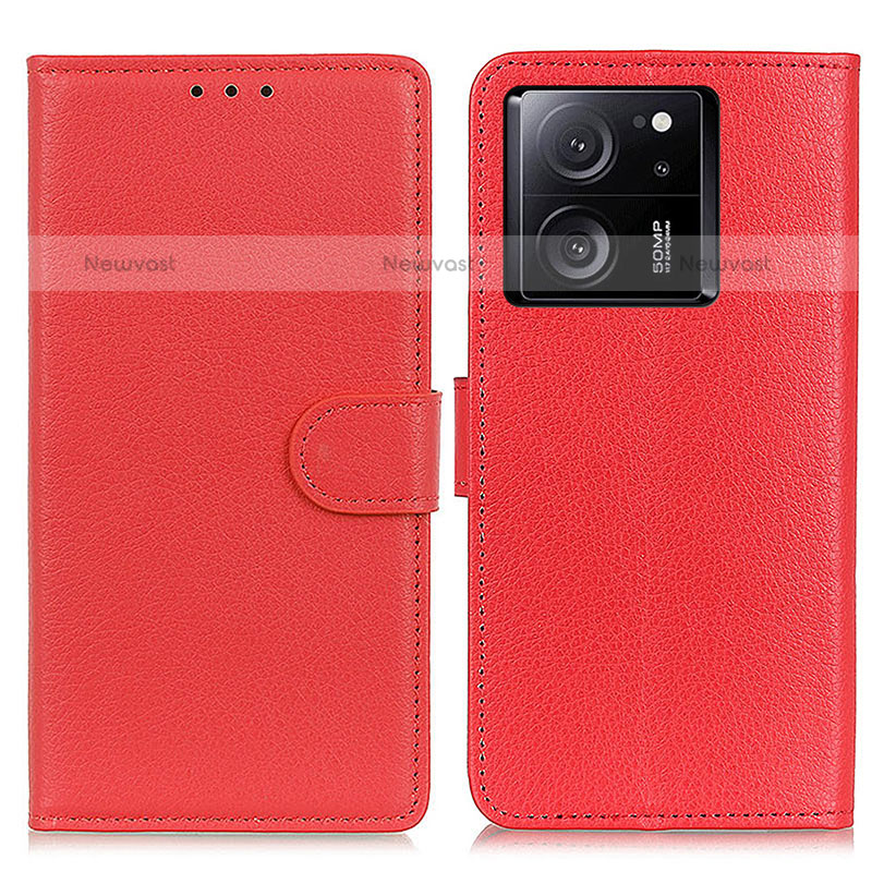 Leather Case Stands Flip Cover Holder A03D for Xiaomi Redmi K60 Ultra 5G Red