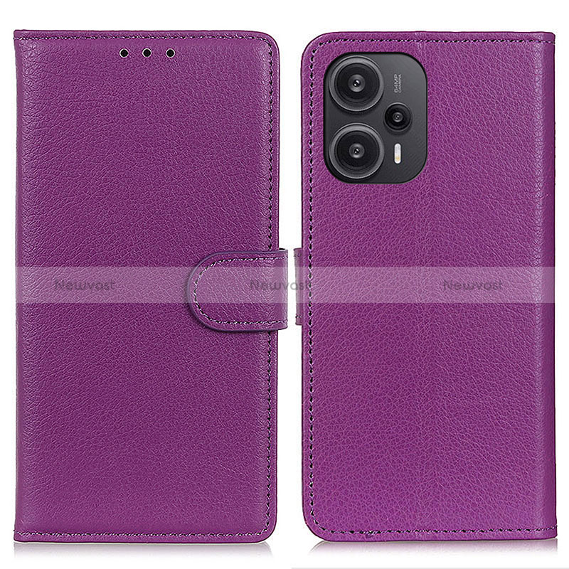 Leather Case Stands Flip Cover Holder A03D for Xiaomi Redmi Note 12 Turbo 5G Purple