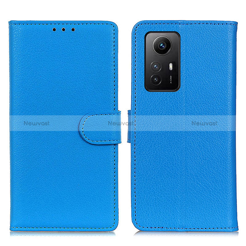 Leather Case Stands Flip Cover Holder A03D for Xiaomi Redmi Note 12S Sky Blue