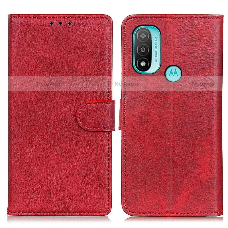 Leather Case Stands Flip Cover Holder A04D for Motorola Moto E20 Red