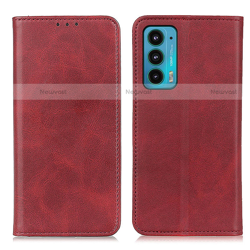 Leather Case Stands Flip Cover Holder A04D for Motorola Moto Edge 20 5G Red