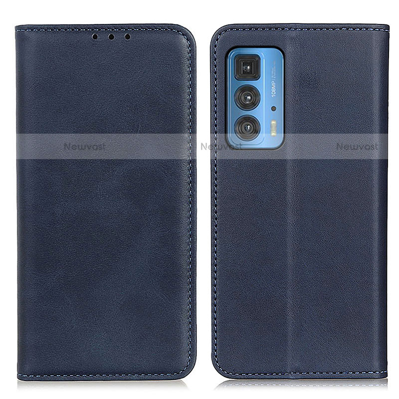 Leather Case Stands Flip Cover Holder A04D for Motorola Moto Edge 20 Pro 5G Blue