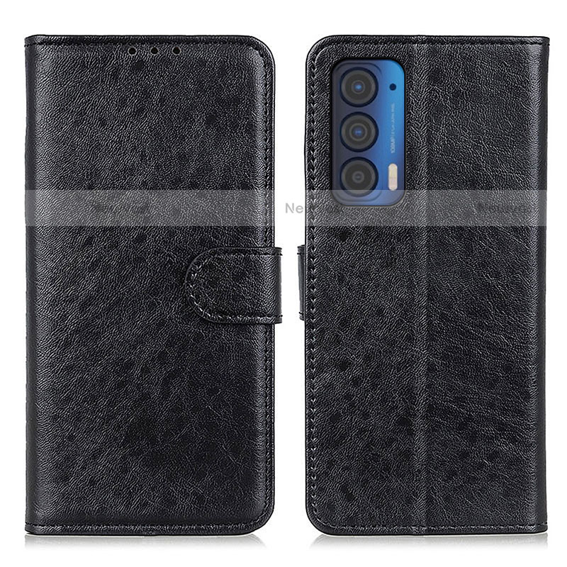 Leather Case Stands Flip Cover Holder A04D for Motorola Moto Edge (2021) 5G Black