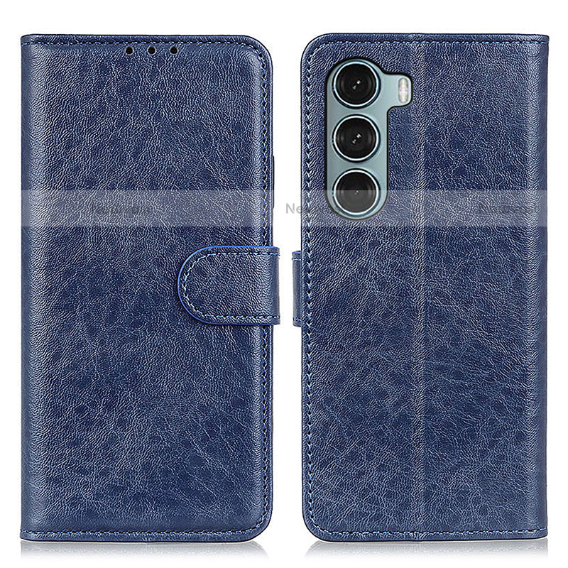 Leather Case Stands Flip Cover Holder A04D for Motorola Moto G200 5G Blue