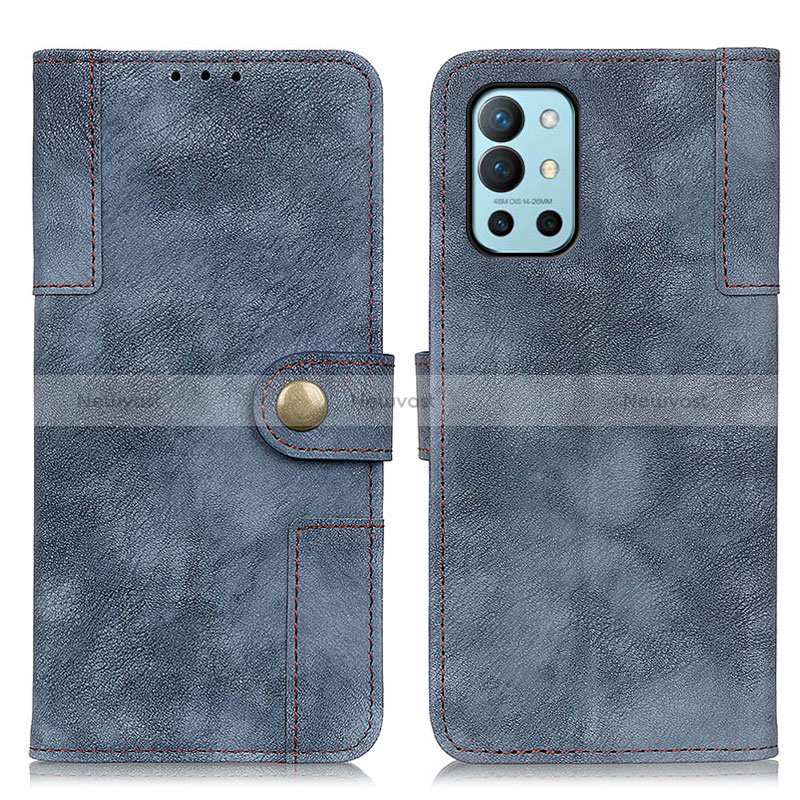 Leather Case Stands Flip Cover Holder A04D for OnePlus 9R 5G Blue