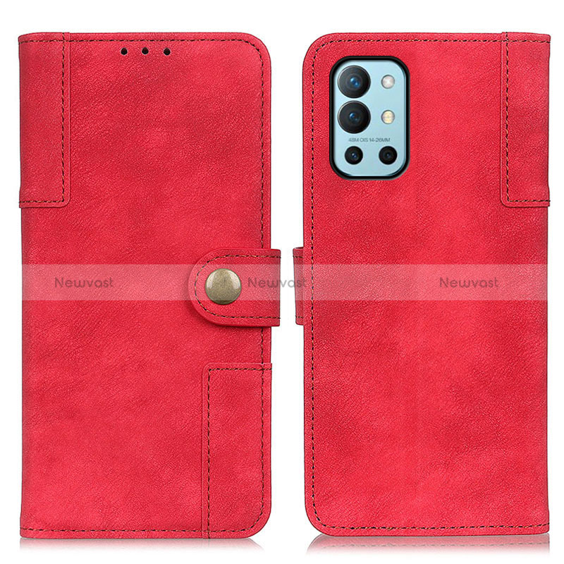 Leather Case Stands Flip Cover Holder A04D for OnePlus 9R 5G Red