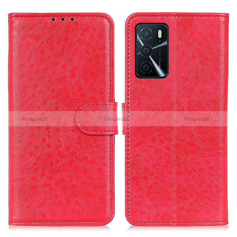 Leather Case Stands Flip Cover Holder A04D for Oppo A16s Red