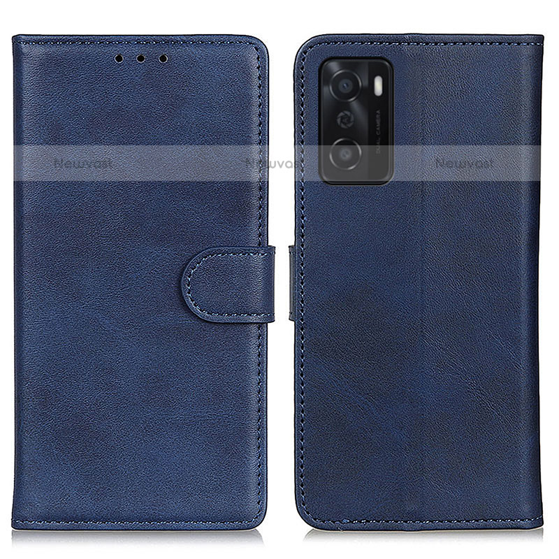 Leather Case Stands Flip Cover Holder A04D for Oppo A55S 5G Blue