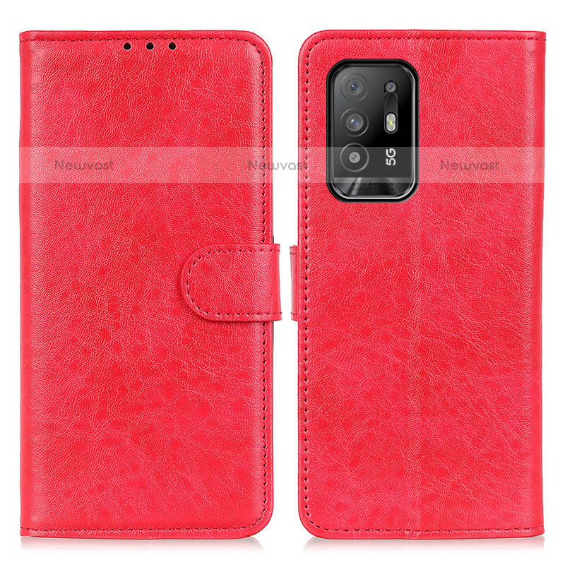 Leather Case Stands Flip Cover Holder A04D for Oppo A95 5G Red