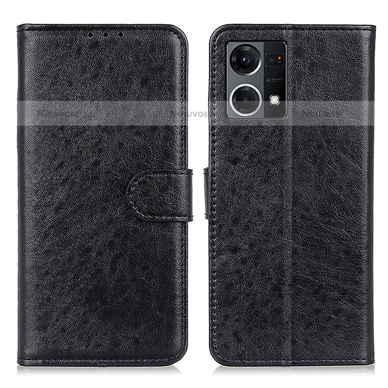 Leather Case Stands Flip Cover Holder A04D for Oppo F21 Pro 4G Black