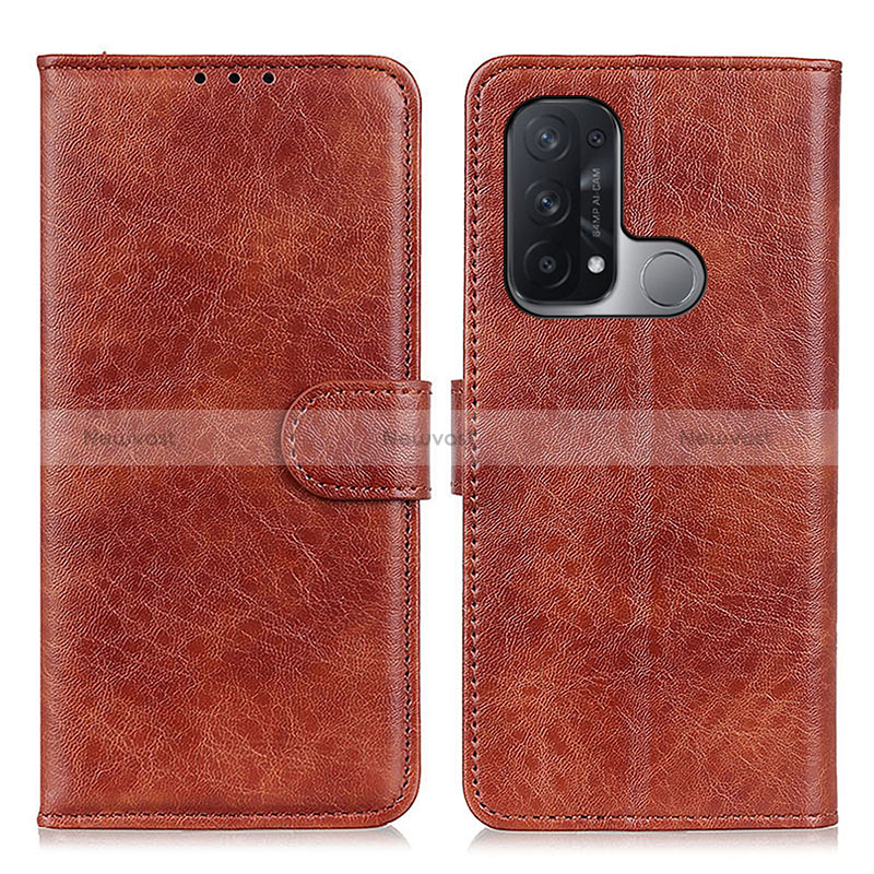 Leather Case Stands Flip Cover Holder A04D for Oppo Reno5 A Brown