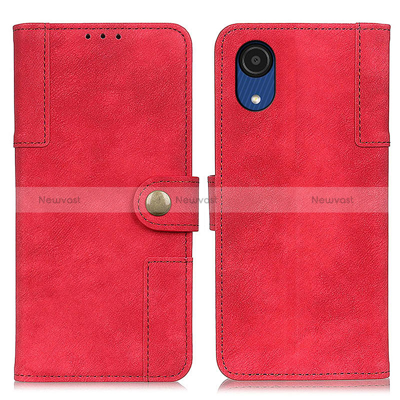 Leather Case Stands Flip Cover Holder A04D for Samsung Galaxy A03 Core Red