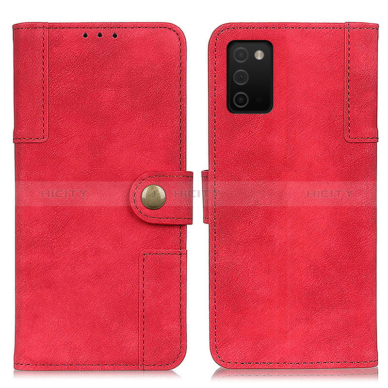 Leather Case Stands Flip Cover Holder A04D for Samsung Galaxy A03s Red