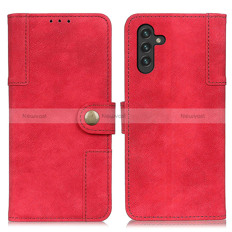 Leather Case Stands Flip Cover Holder A04D for Samsung Galaxy A04s Red