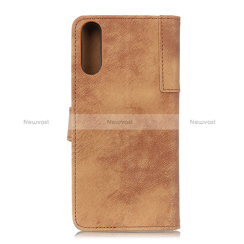 Leather Case Stands Flip Cover Holder A04D for Samsung Galaxy M02 Brown