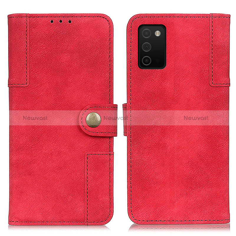 Leather Case Stands Flip Cover Holder A04D for Samsung Galaxy M02s Red