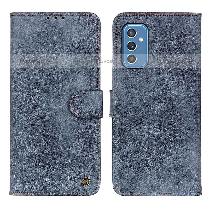 Leather Case Stands Flip Cover Holder A04D for Samsung Galaxy M52 5G Blue