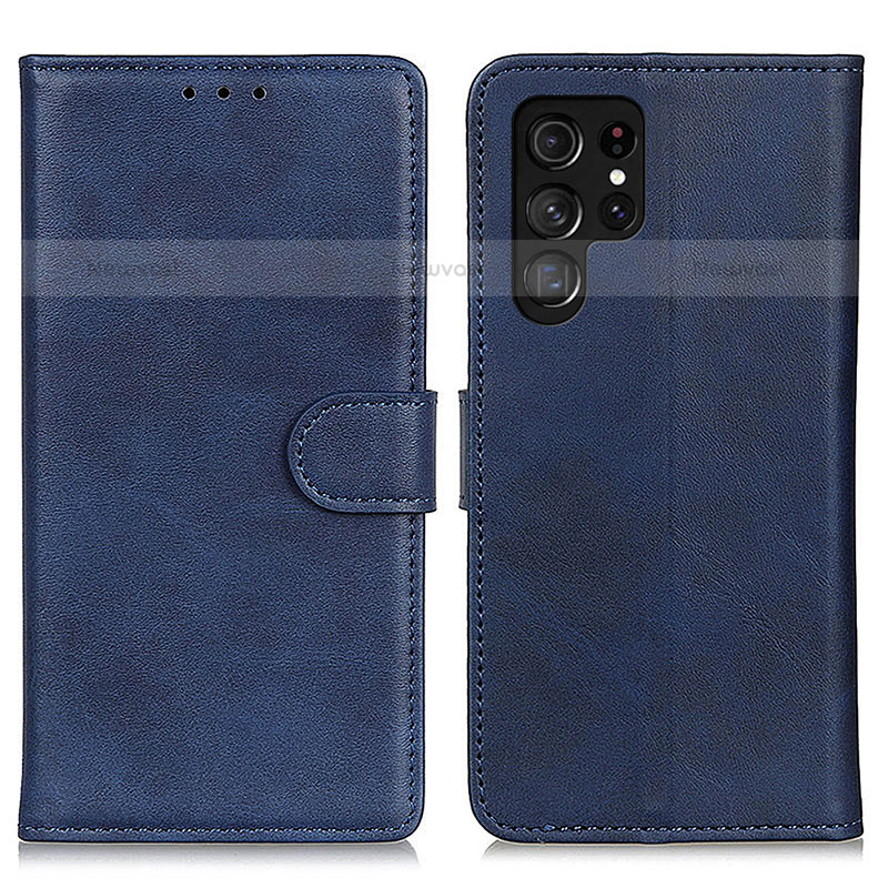 Leather Case Stands Flip Cover Holder A04D for Samsung Galaxy S21 Ultra 5G Blue