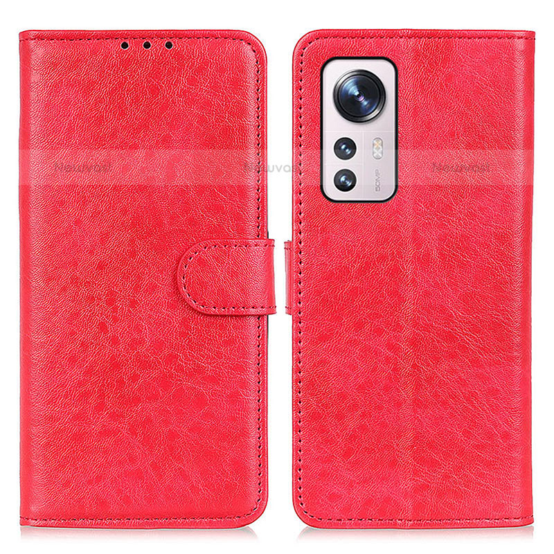 Leather Case Stands Flip Cover Holder A04D for Xiaomi Mi 12X 5G Red