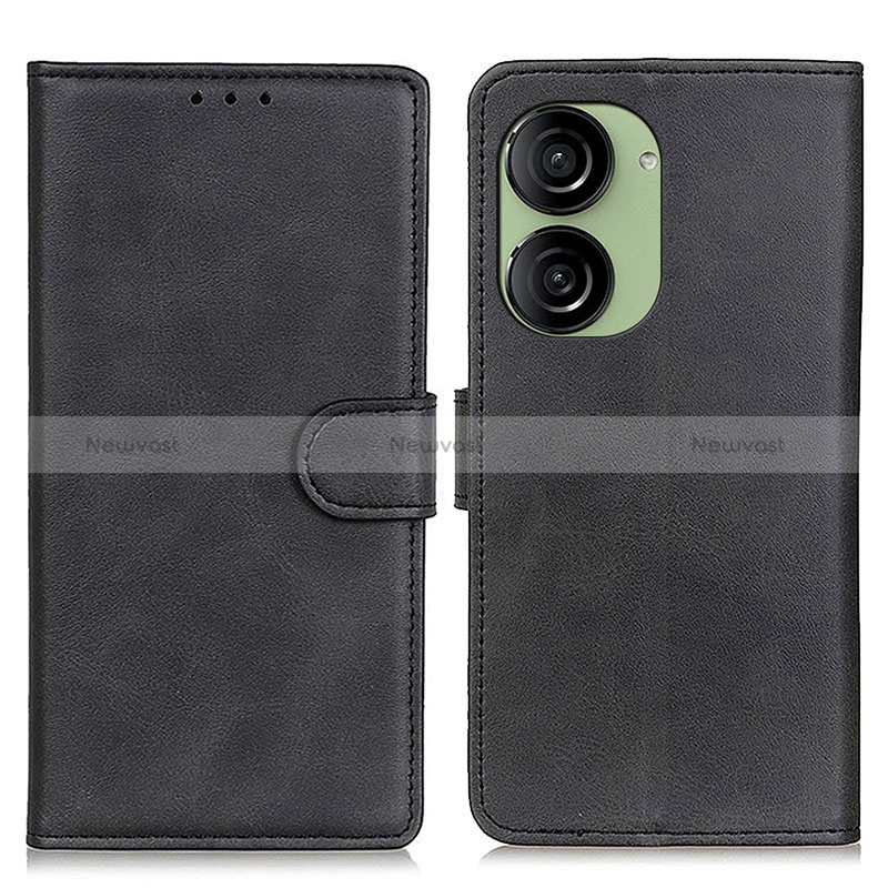 Leather Case Stands Flip Cover Holder A05D for Asus ZenFone 10 Black