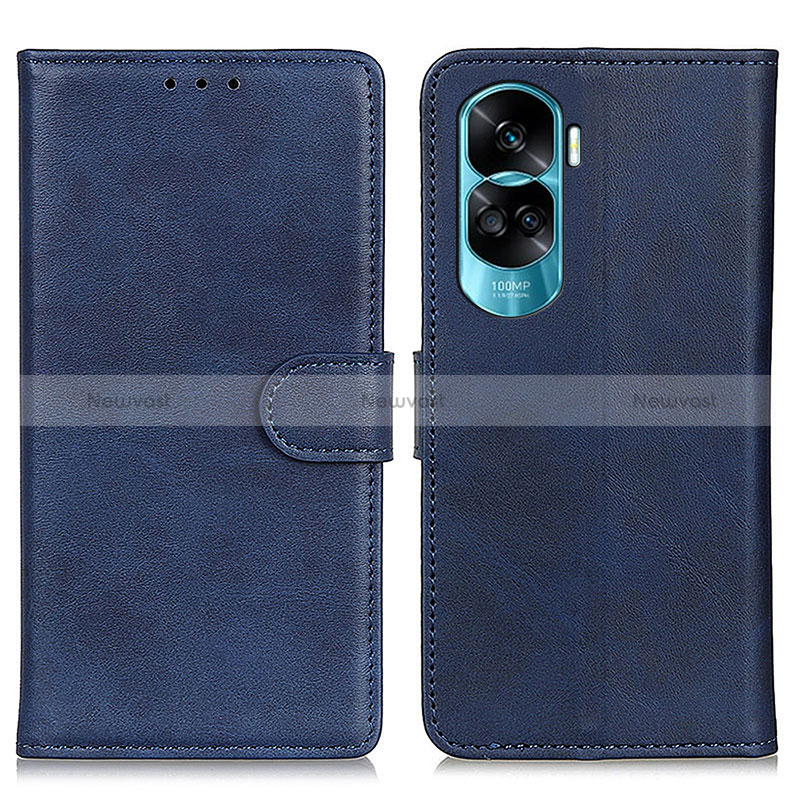 Leather Case Stands Flip Cover Holder A05D for Huawei Honor 90 Lite 5G Blue