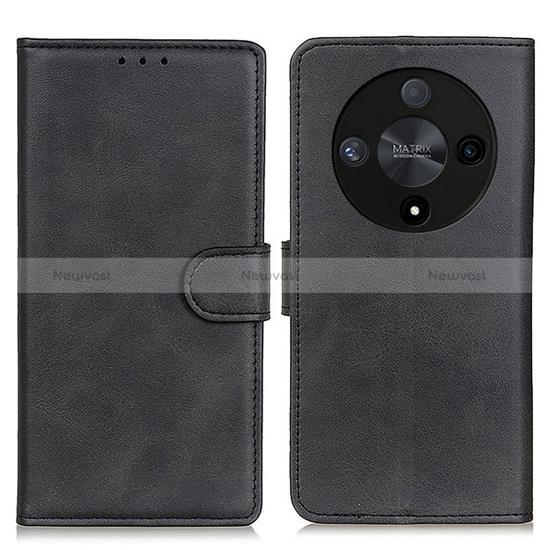 Leather Case Stands Flip Cover Holder A05D for Huawei Honor X9b 5G Black