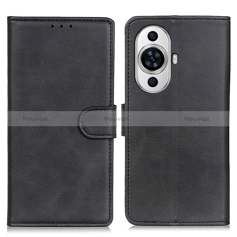 Leather Case Stands Flip Cover Holder A05D for Huawei Nova 11 Pro Black