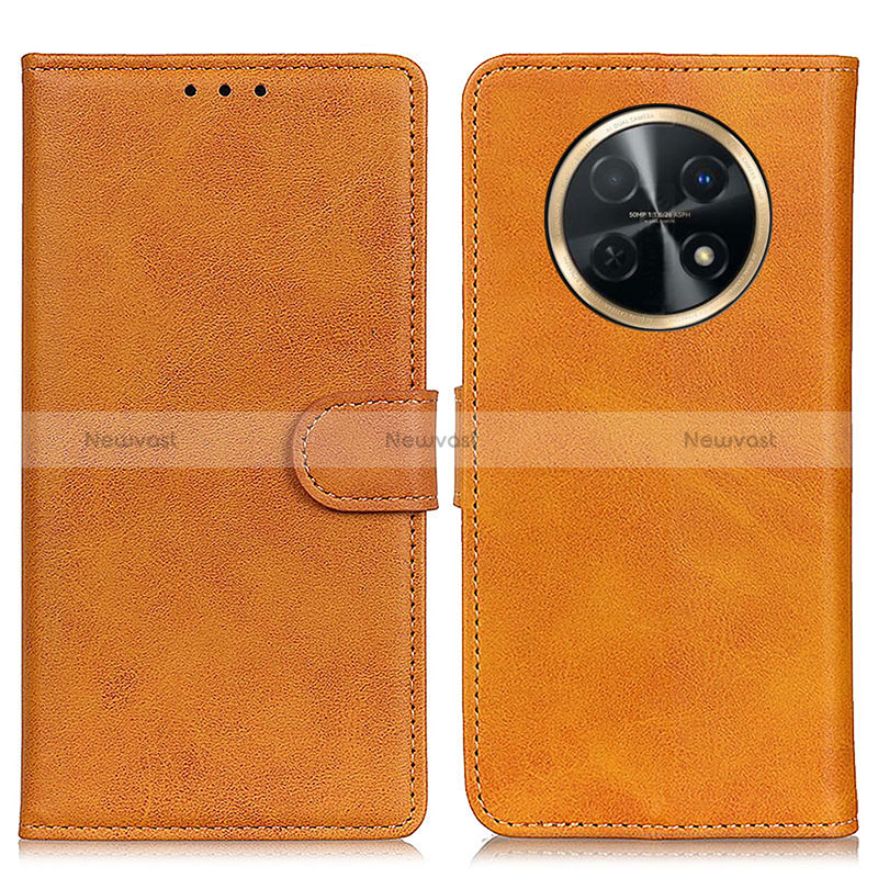 Leather Case Stands Flip Cover Holder A05D for Huawei Nova Y91 Brown