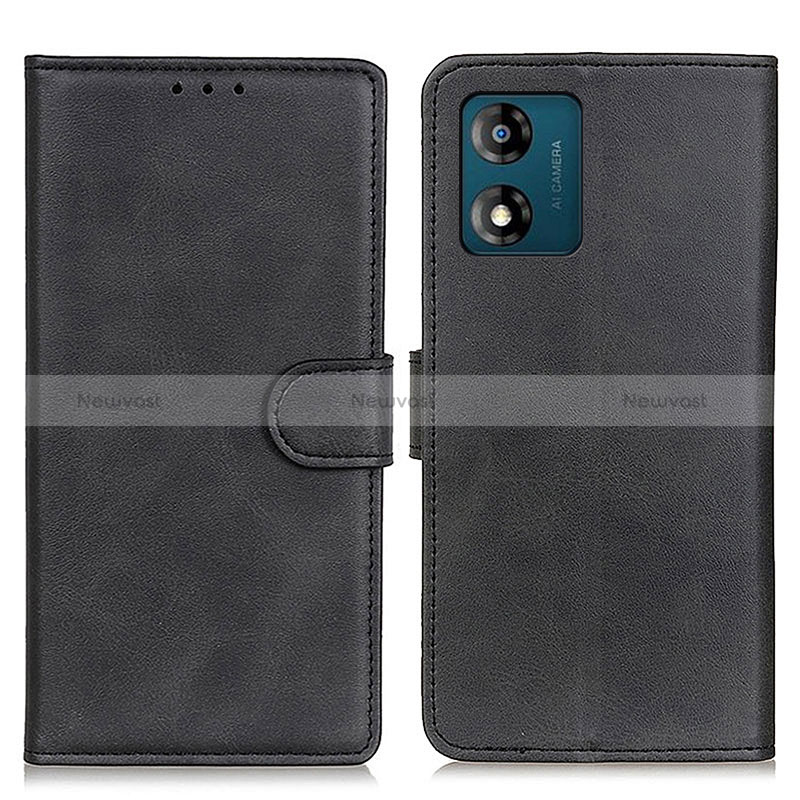 Leather Case Stands Flip Cover Holder A05D for Motorola Moto E13 Black