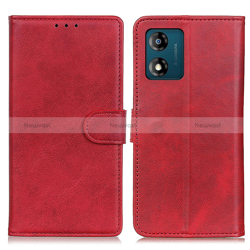 Leather Case Stands Flip Cover Holder A05D for Motorola Moto E13 Red