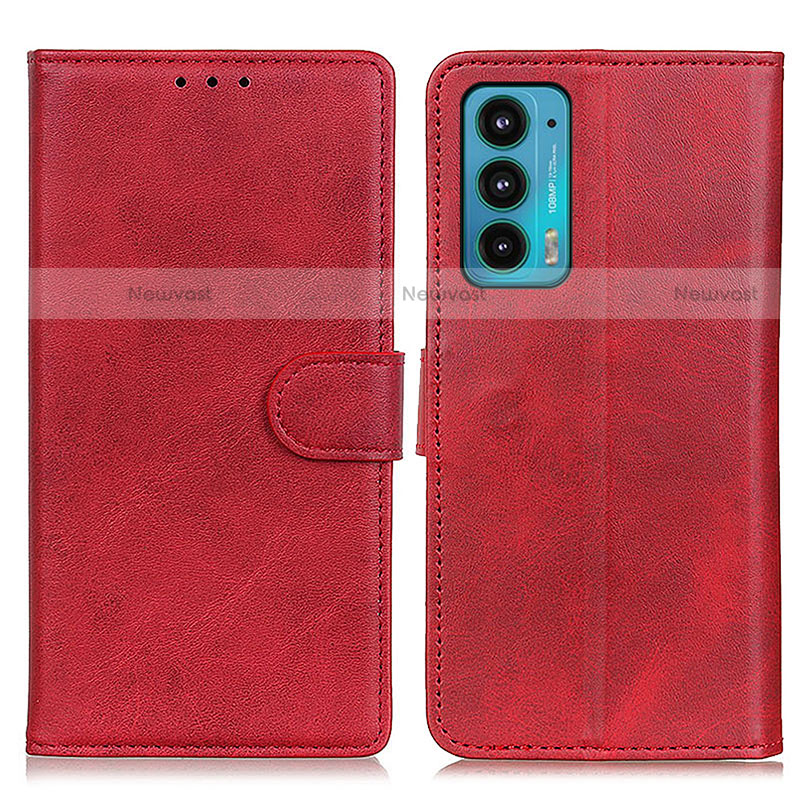 Leather Case Stands Flip Cover Holder A05D for Motorola Moto Edge 20 5G Red