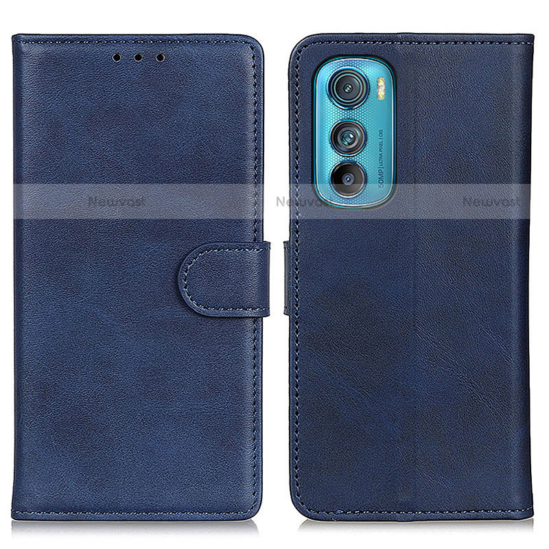 Leather Case Stands Flip Cover Holder A05D for Motorola Moto Edge 30 5G Blue