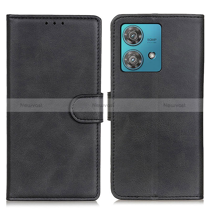 Leather Case Stands Flip Cover Holder A05D for Motorola Moto Edge 40 Neo 5G Black