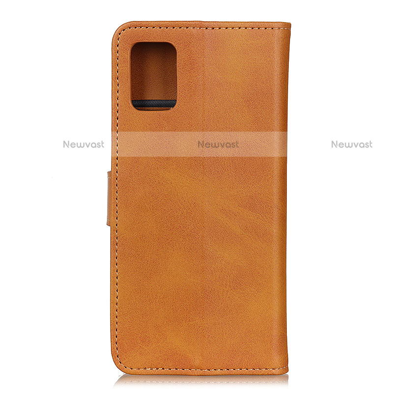 Leather Case Stands Flip Cover Holder A05D for Motorola Moto Edge S 5G Brown