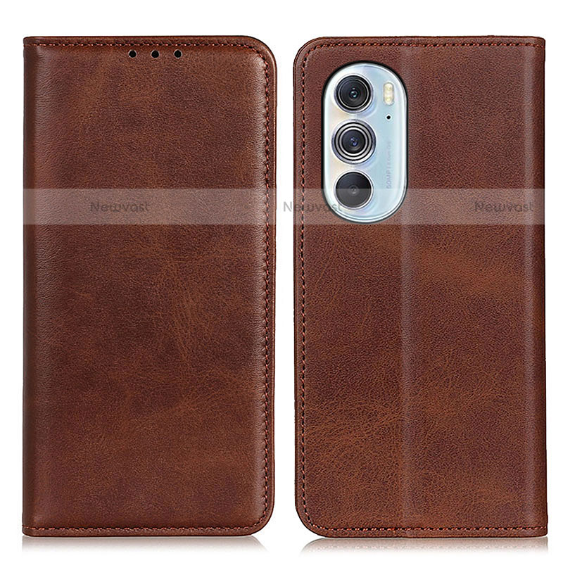 Leather Case Stands Flip Cover Holder A05D for Motorola Moto Edge X30 5G Brown