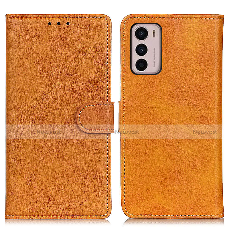 Leather Case Stands Flip Cover Holder A05D for Motorola Moto G42 Brown