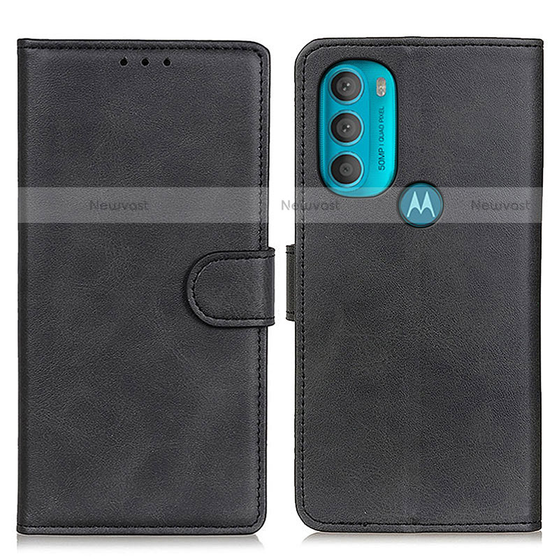 Leather Case Stands Flip Cover Holder A05D for Motorola Moto G71 5G Black