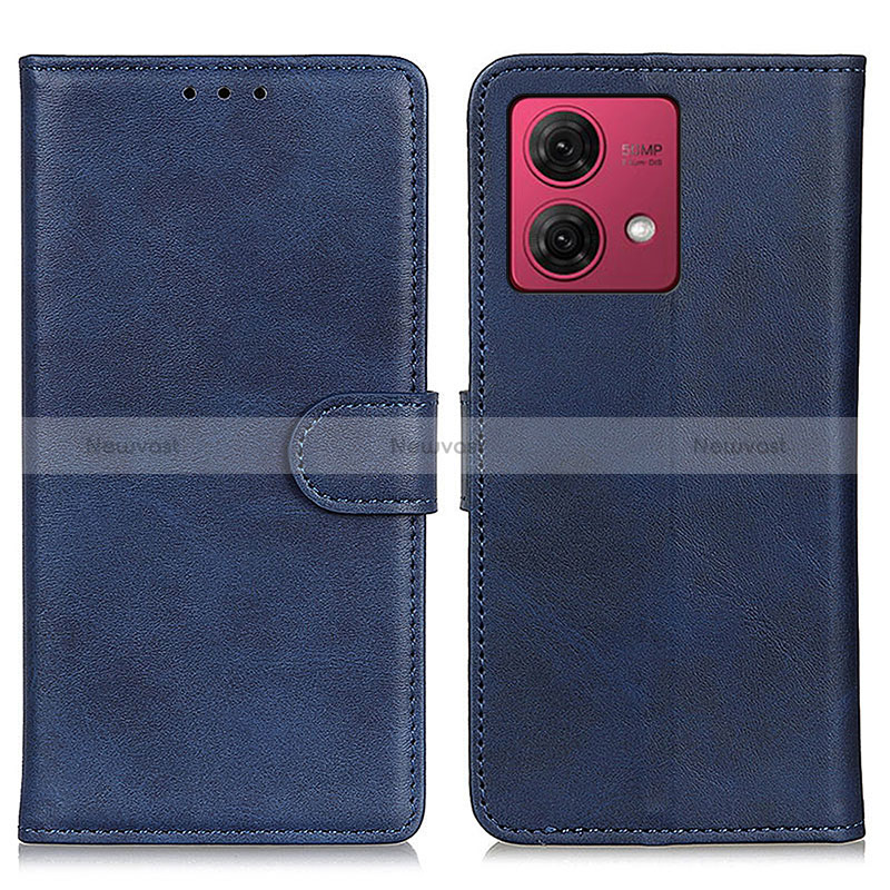 Leather Case Stands Flip Cover Holder A05D for Motorola Moto G84 5G Blue