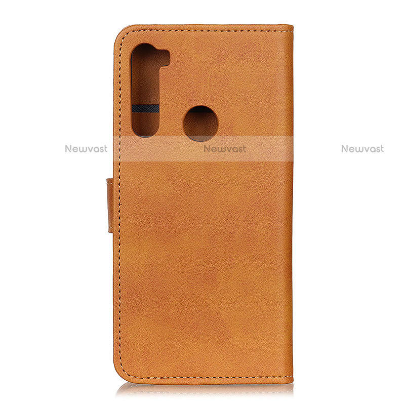 Leather Case Stands Flip Cover Holder A05D for Motorola Moto One Fusion Plus Brown