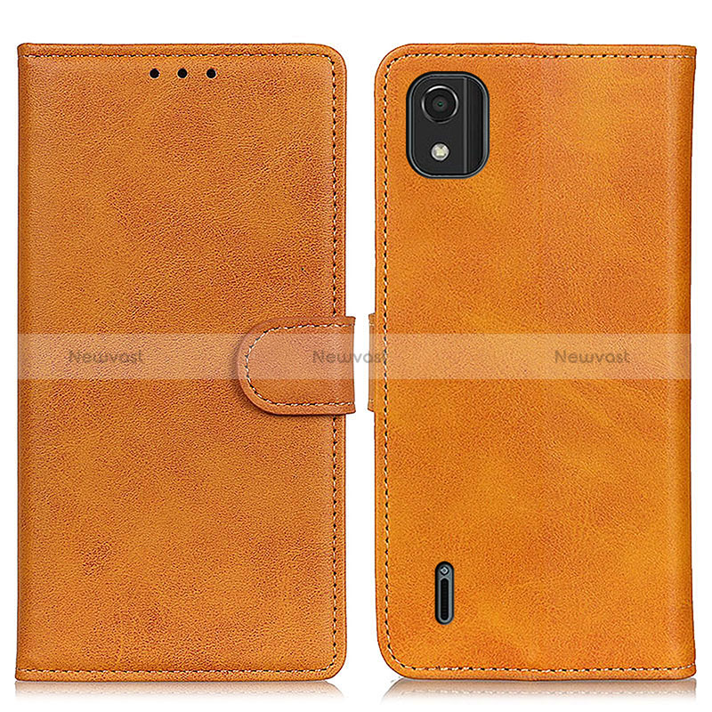 Leather Case Stands Flip Cover Holder A05D for Nokia C2 2nd Edition Brown