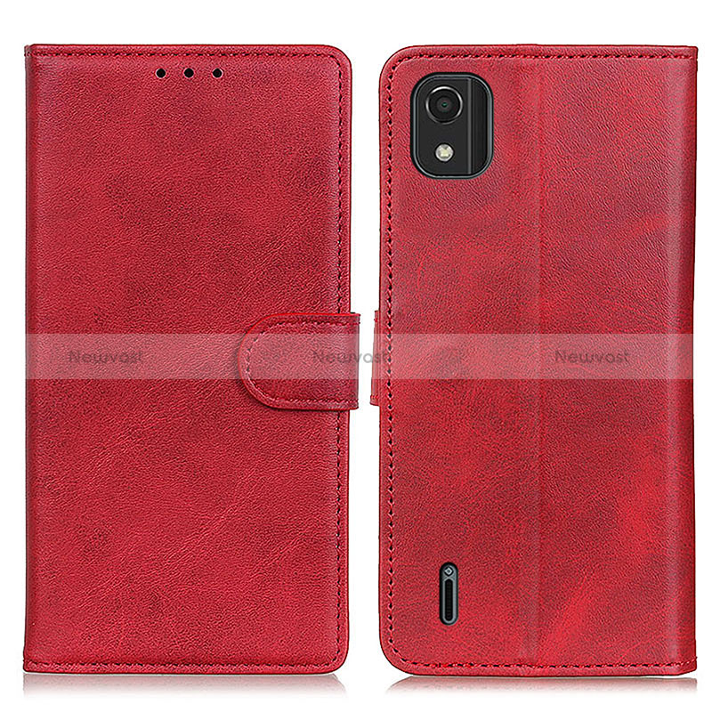 Leather Case Stands Flip Cover Holder A05D for Nokia C2 2nd Edition Red