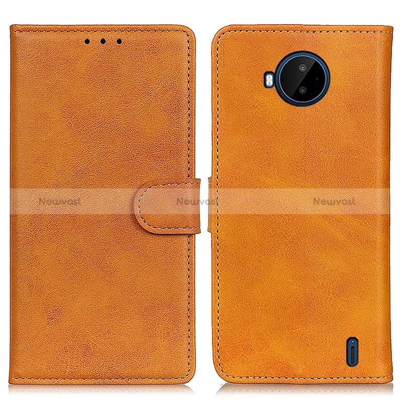 Leather Case Stands Flip Cover Holder A05D for Nokia C20 Plus Brown