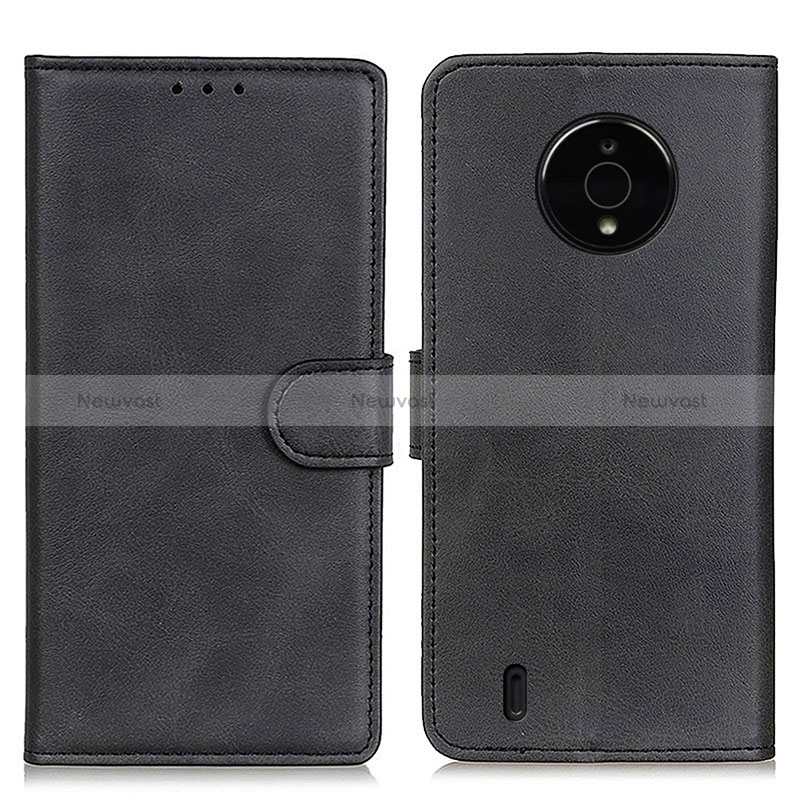 Leather Case Stands Flip Cover Holder A05D for Nokia C200 Black