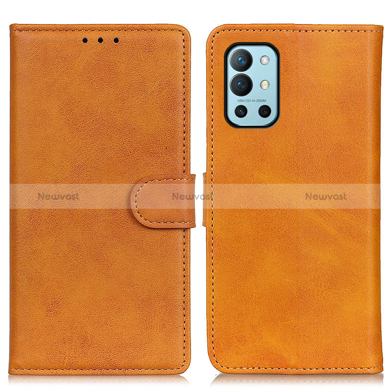 Leather Case Stands Flip Cover Holder A05D for OnePlus 9R 5G Brown