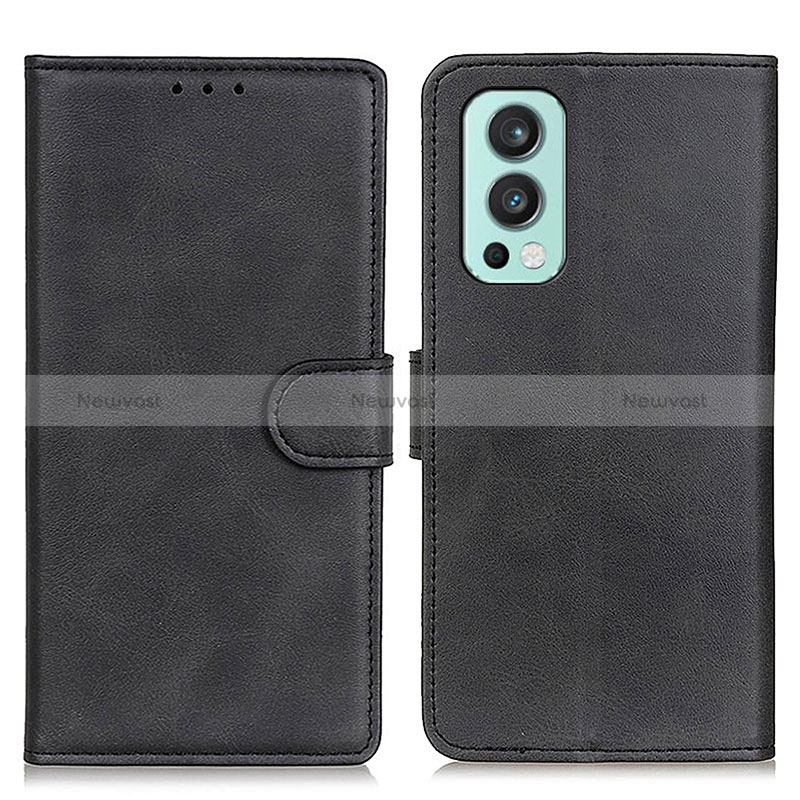 Leather Case Stands Flip Cover Holder A05D for OnePlus Nord 2 5G Black