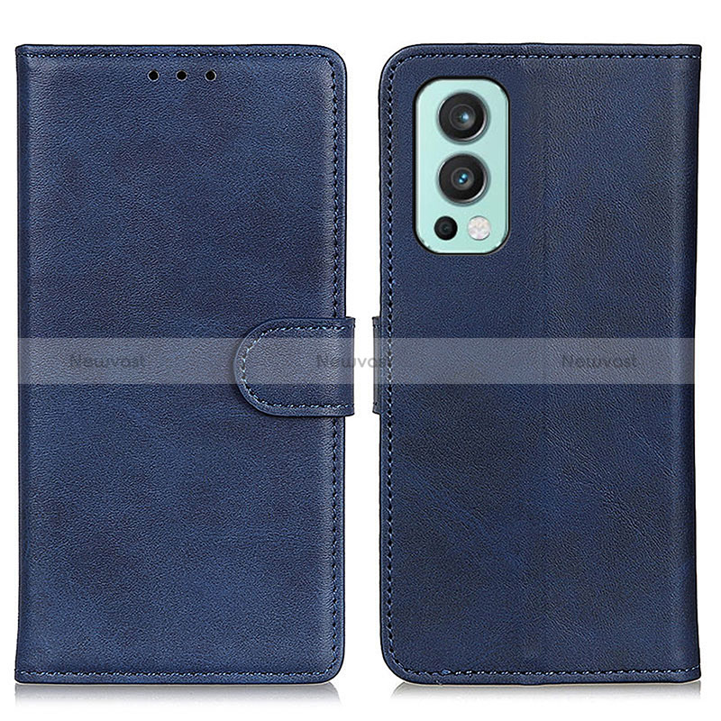 Leather Case Stands Flip Cover Holder A05D for OnePlus Nord 2 5G Blue